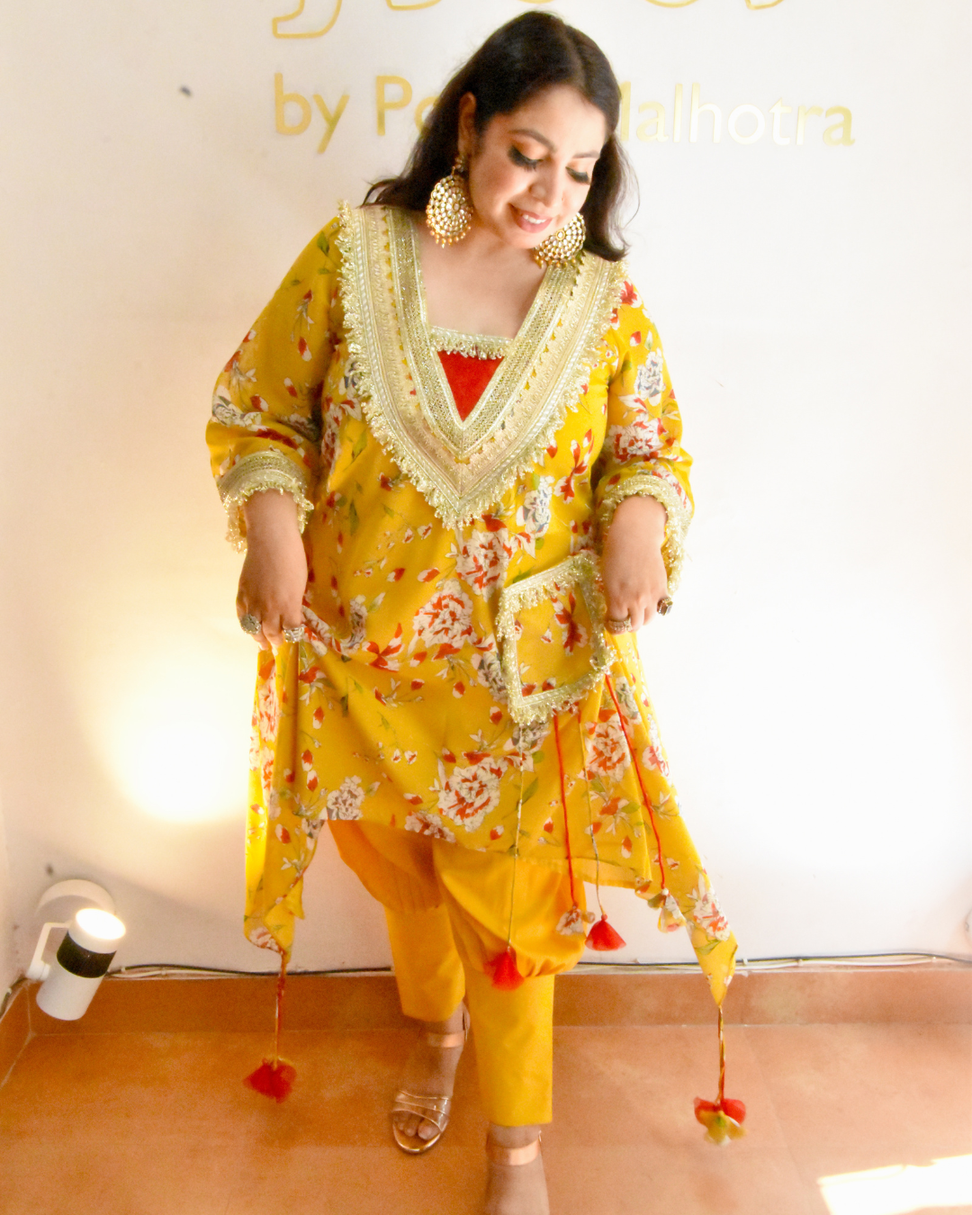 Mustard & Red Tunic Set with Gotta Work