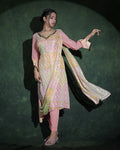 Pastel pink sequin designer suit set with dupatta