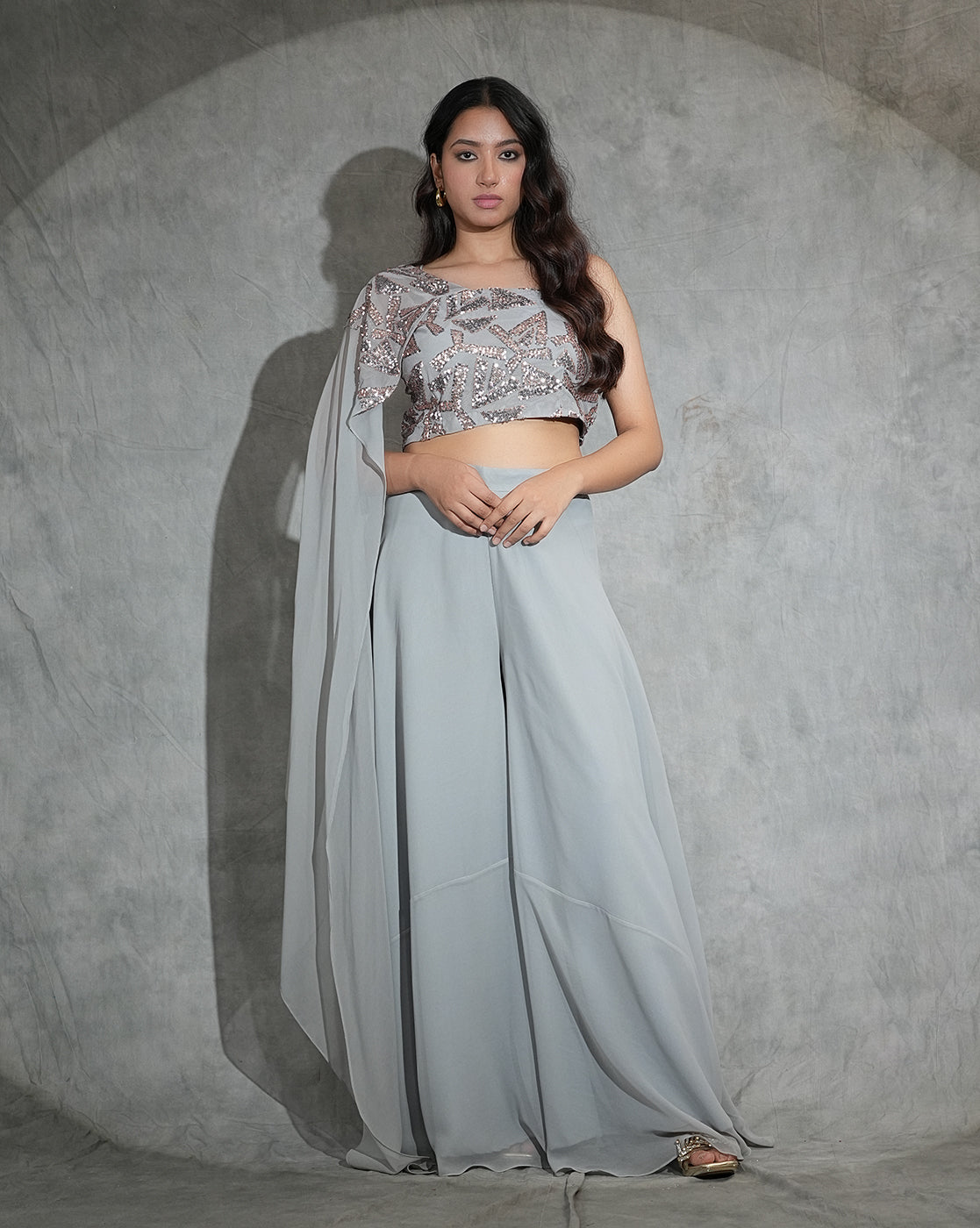 Grey Sequin sharara set