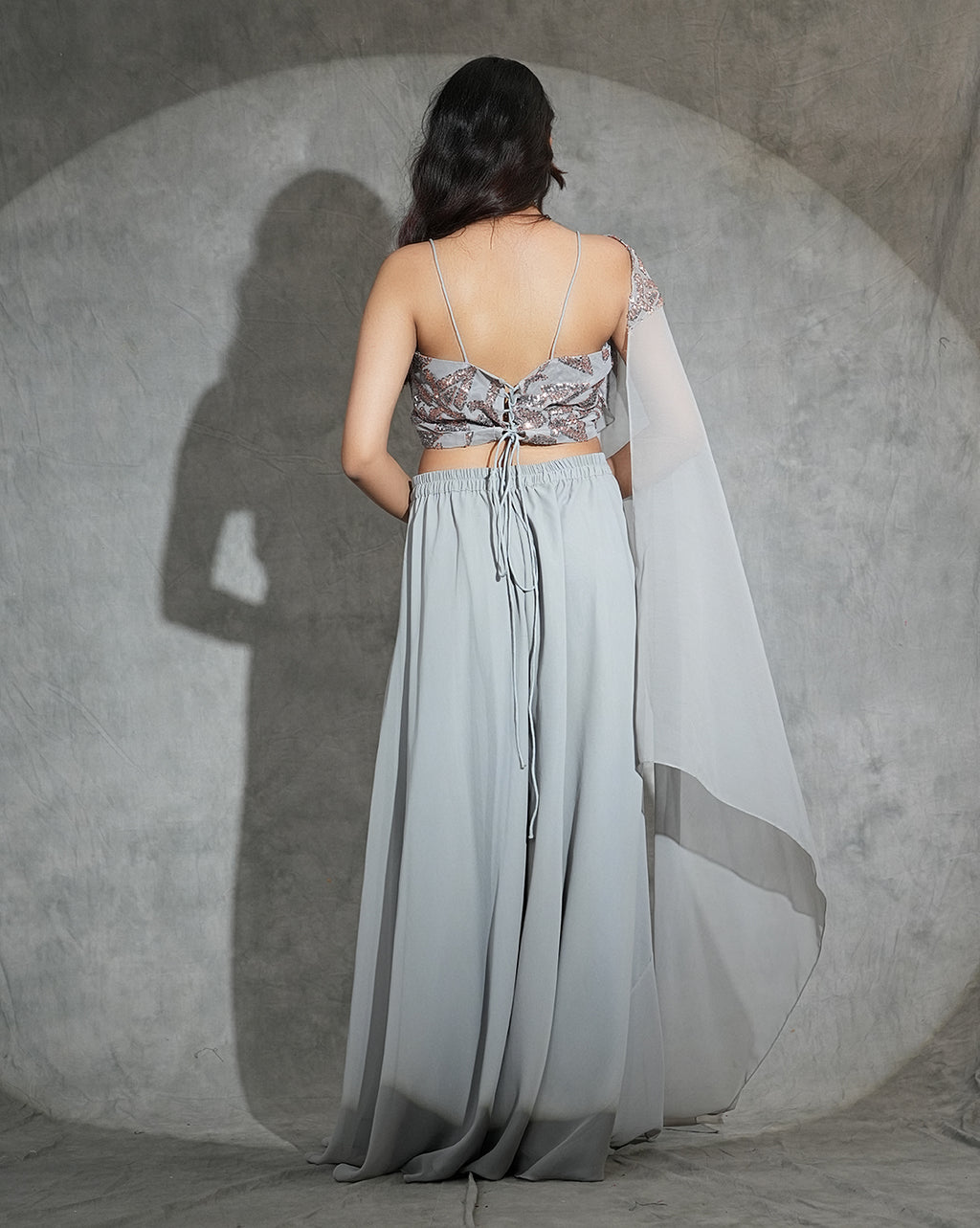 Grey Sequin sharara set