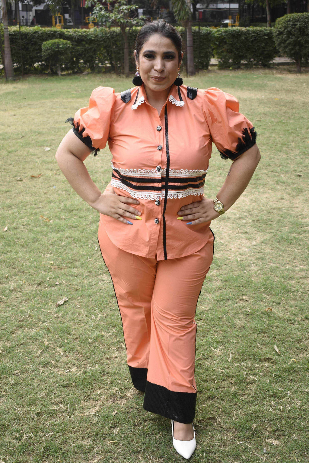 Peach cotton co-ord set - Heer by Pooja
