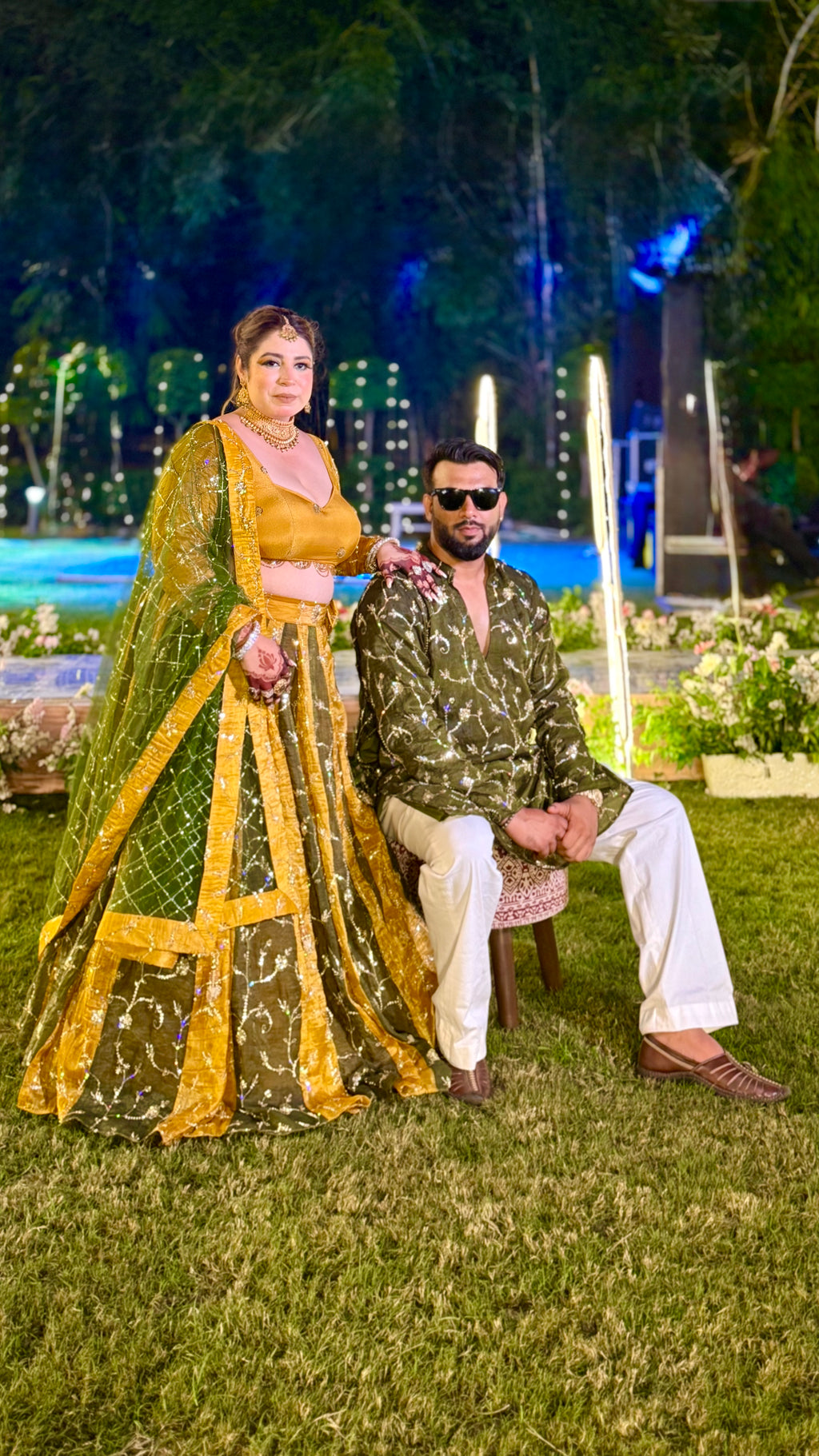 Golden sitara lehanga