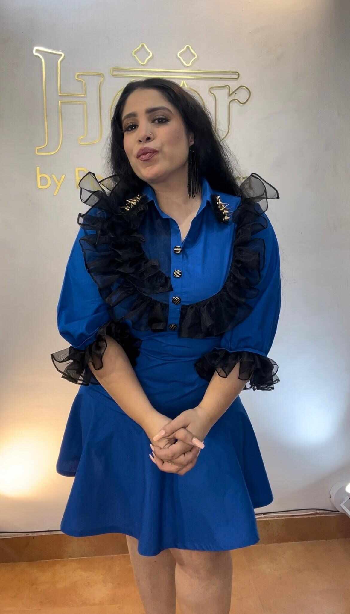 Electric blue butterfly cotton dress - Heer by Pooja