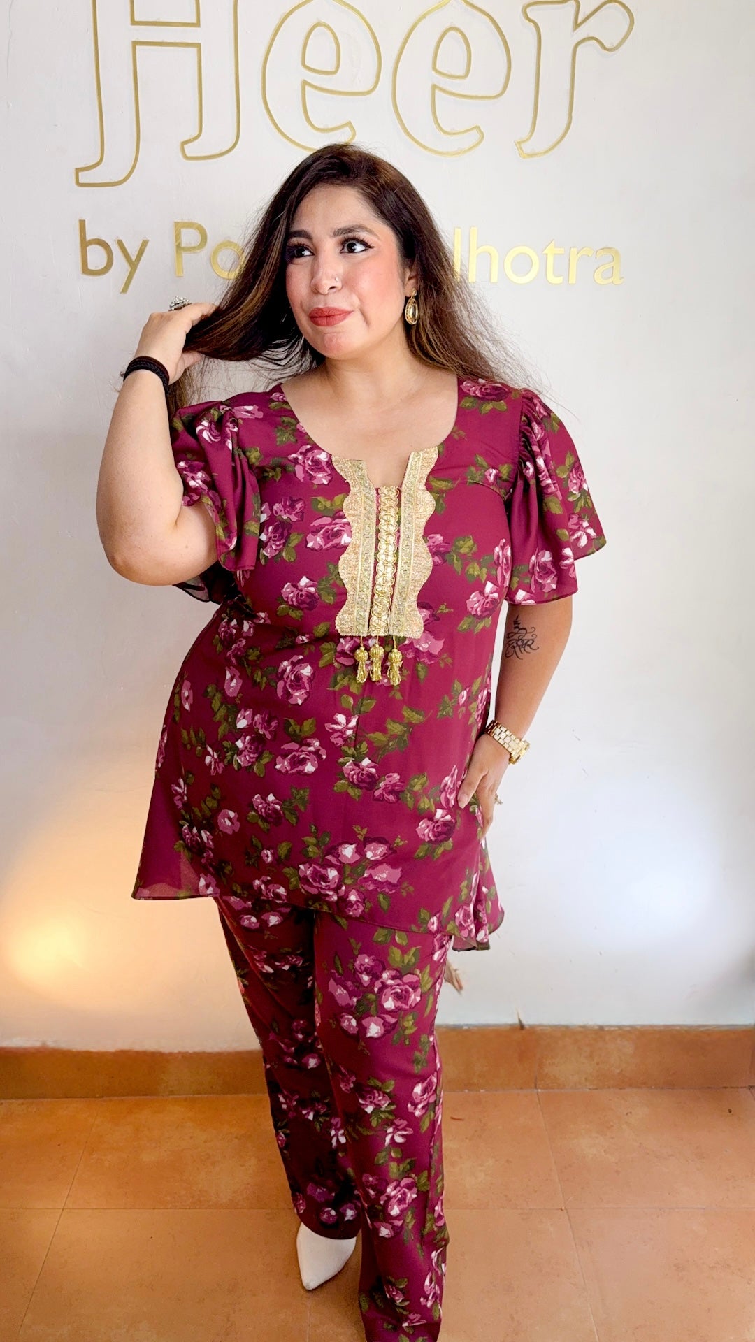 Wine and berry tunic set