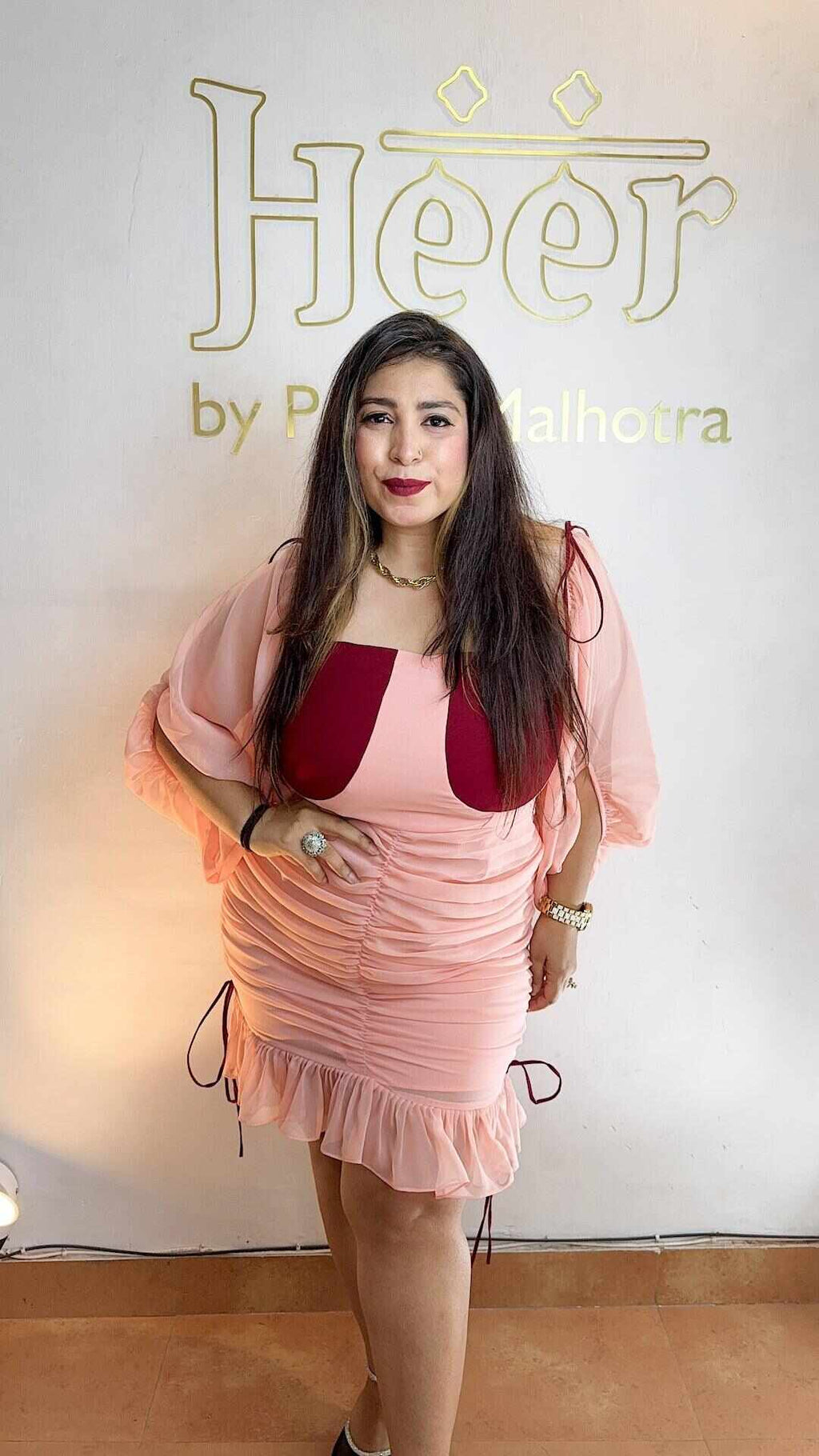 Peach maroon georgette dress Heer by Pooja