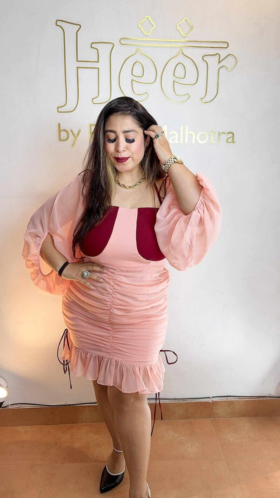 Peach maroon georgette dress Heer by Pooja