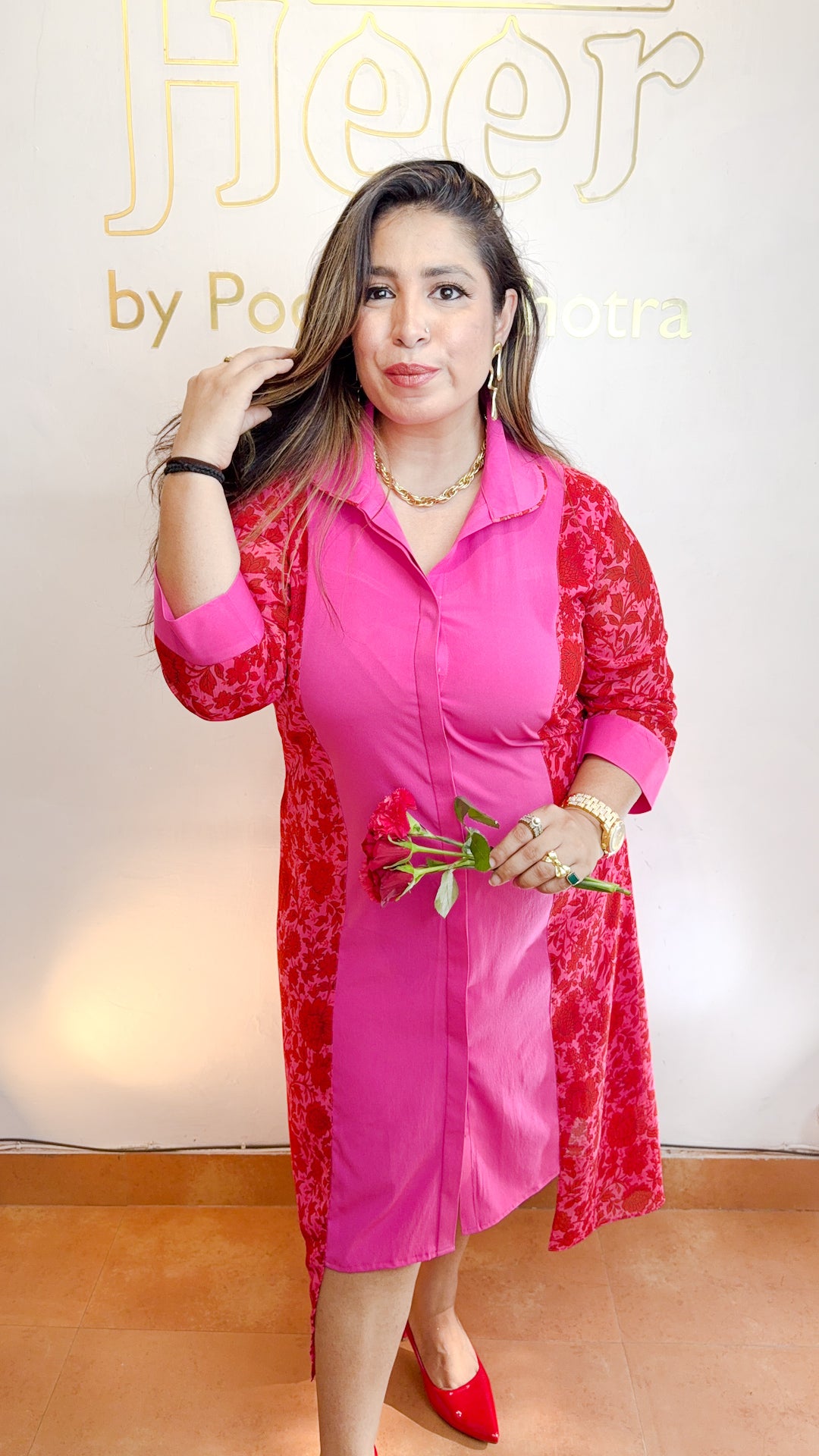 Pink crepe dress