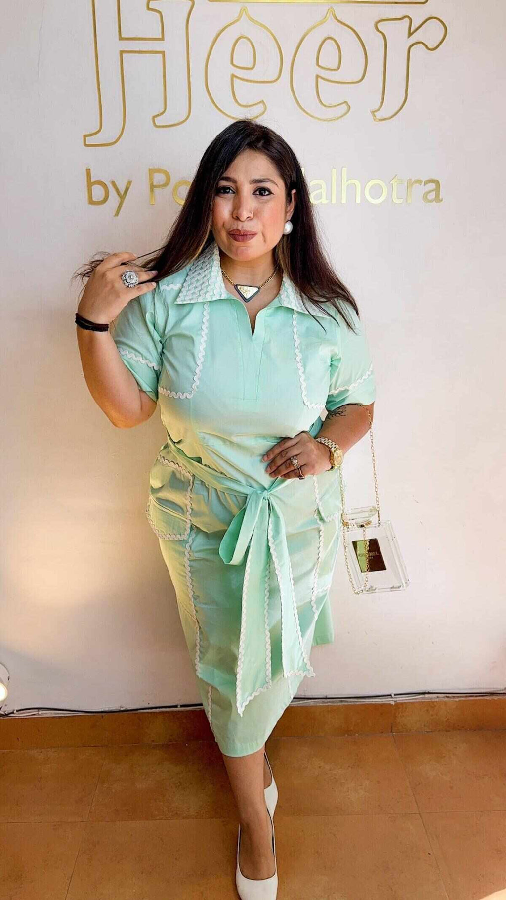 Mint green cotton dress Heer by Pooja